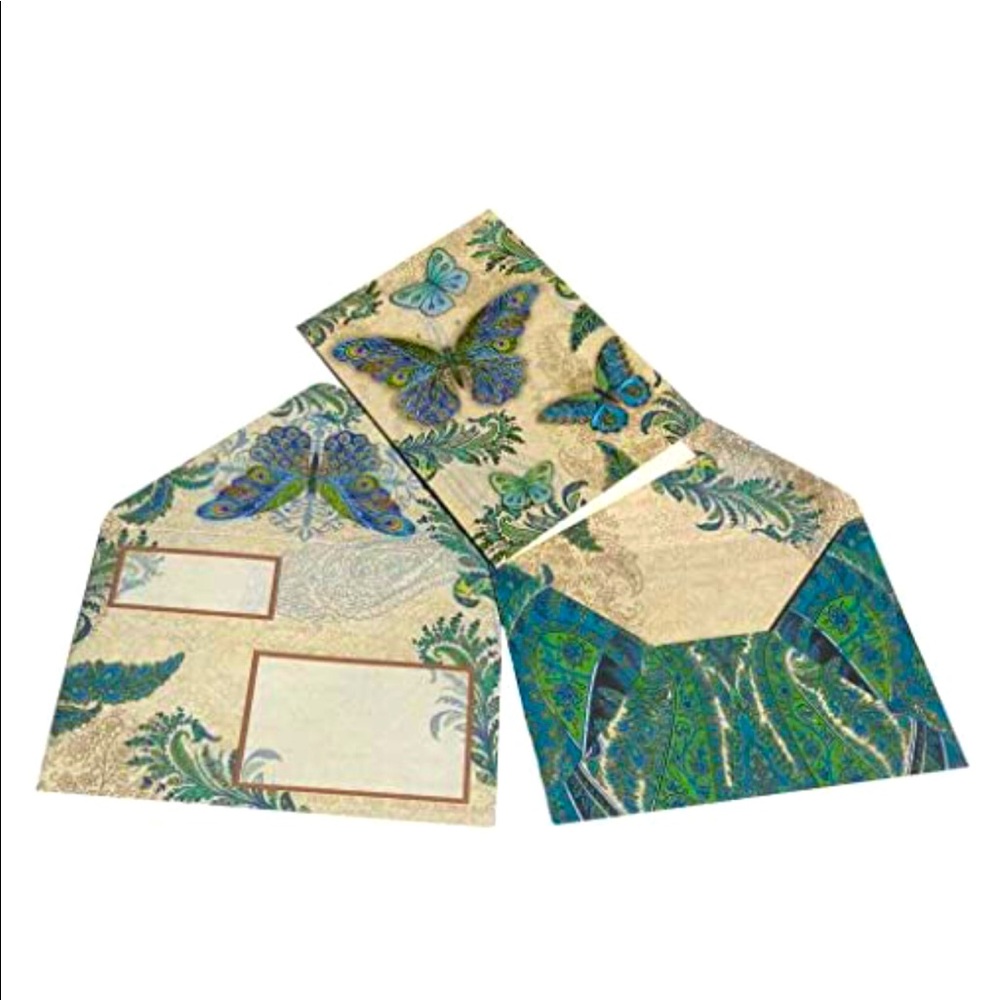 Punch Studio Single (1) Collectors Peacock Butterfly Blank Card & Env (97660)